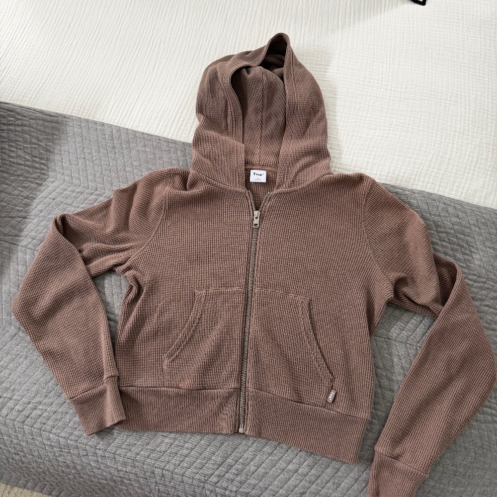 TNA Cropped waffle zip-up